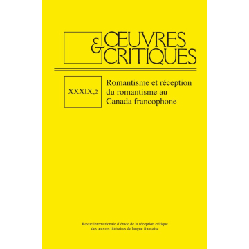 OEUVRES & CRITIQUES, XXXIX, 2 (2014)