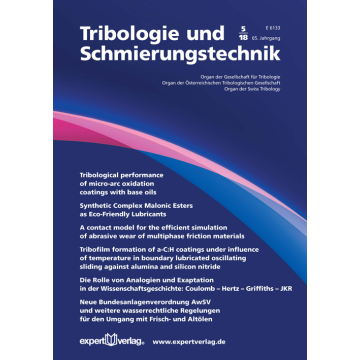 Tribologie und Schmierungstechnik, 65, 5 (2018)